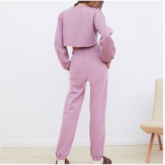 NWT For love and lemons Josie crop sweatshirt cropped purple size extra small - Picture 2 of 10